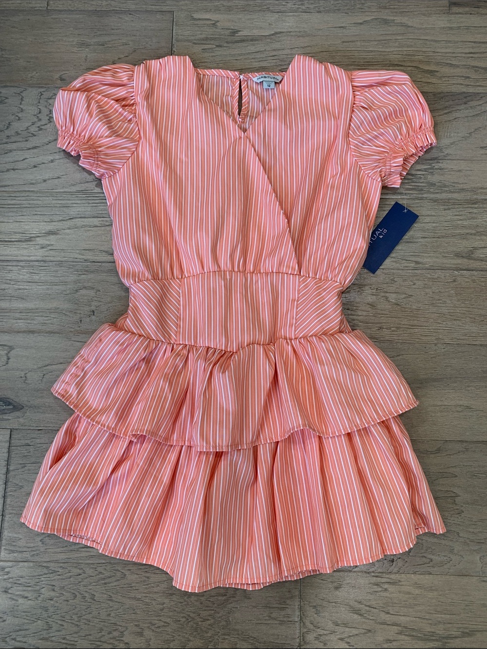 Habitual Coral Puff Sleeve Ruffle Shirt Romper Size 12